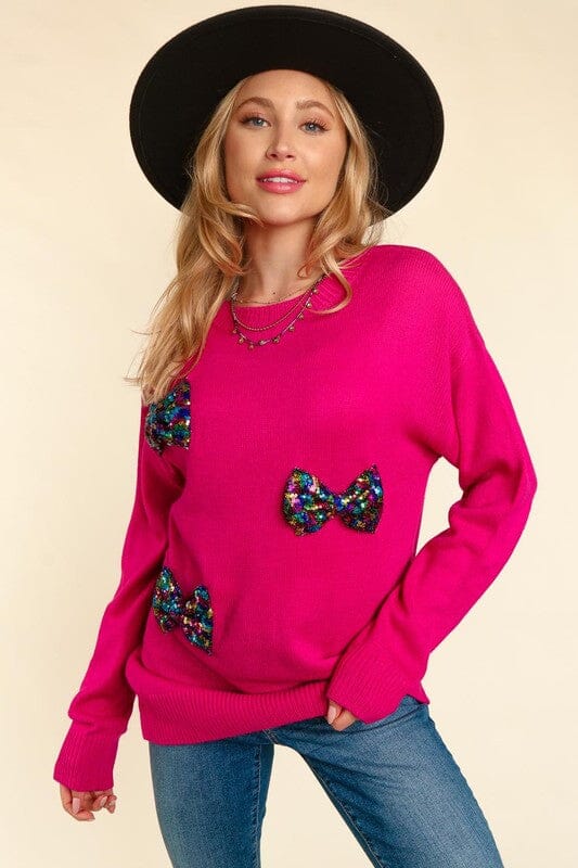 Sequin Bow Sweater haptics 