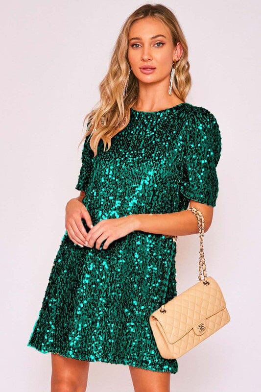 Sequin Puff Sleeve Dress Upmost 