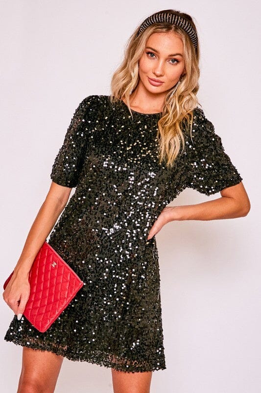 Sequin Puff Sleeve Dress Upmost 