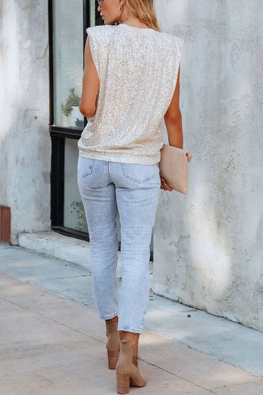 Sequin Round Neck Tank Shiying 