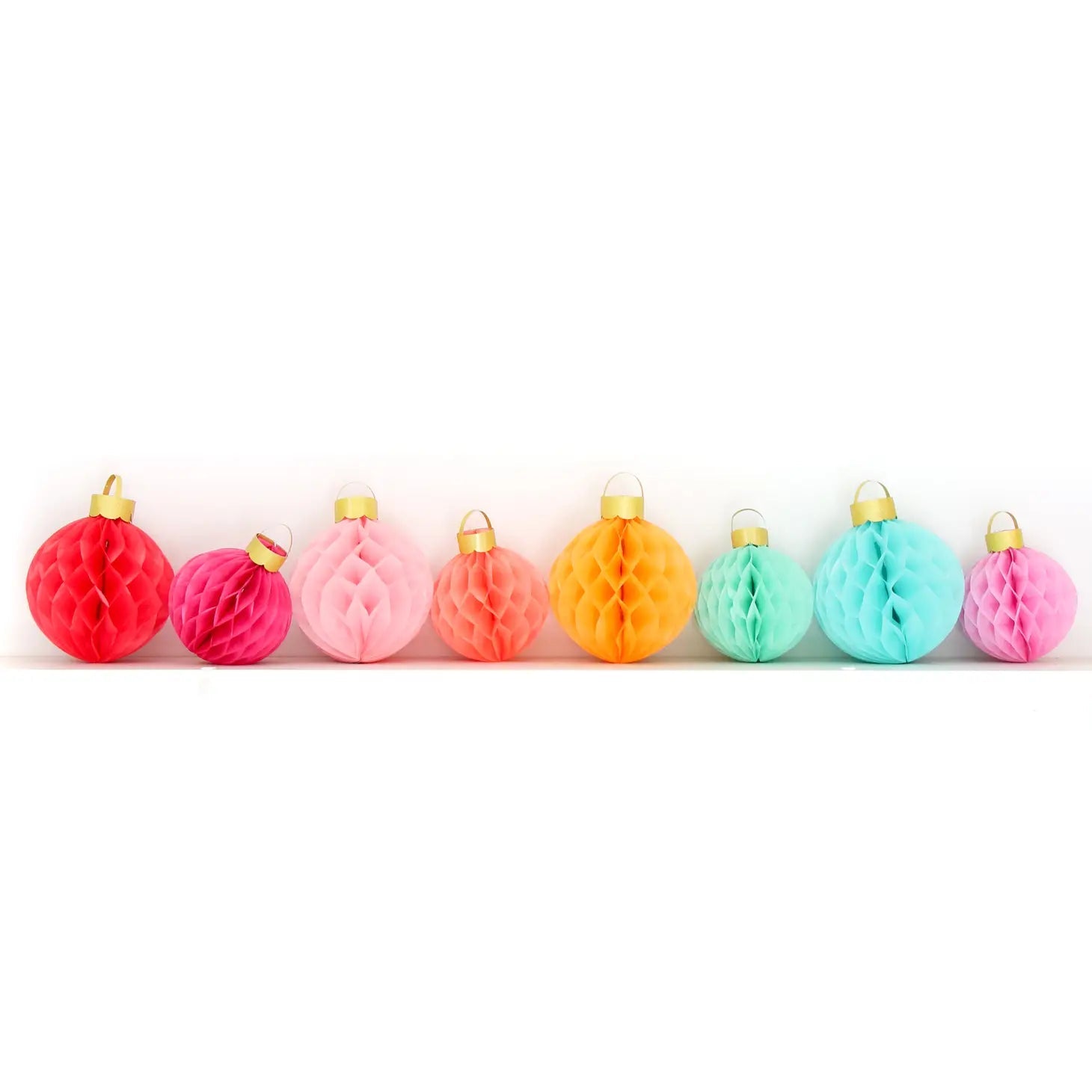Set of 8 Rainbow Honeycomb Ornaments Kailo Chic 