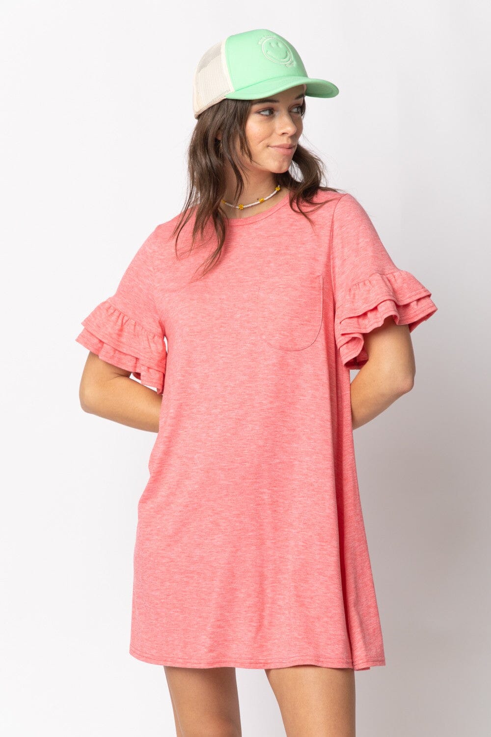 Short Sleeve French Terry Pocket Tee Shirt Dress Very J 
