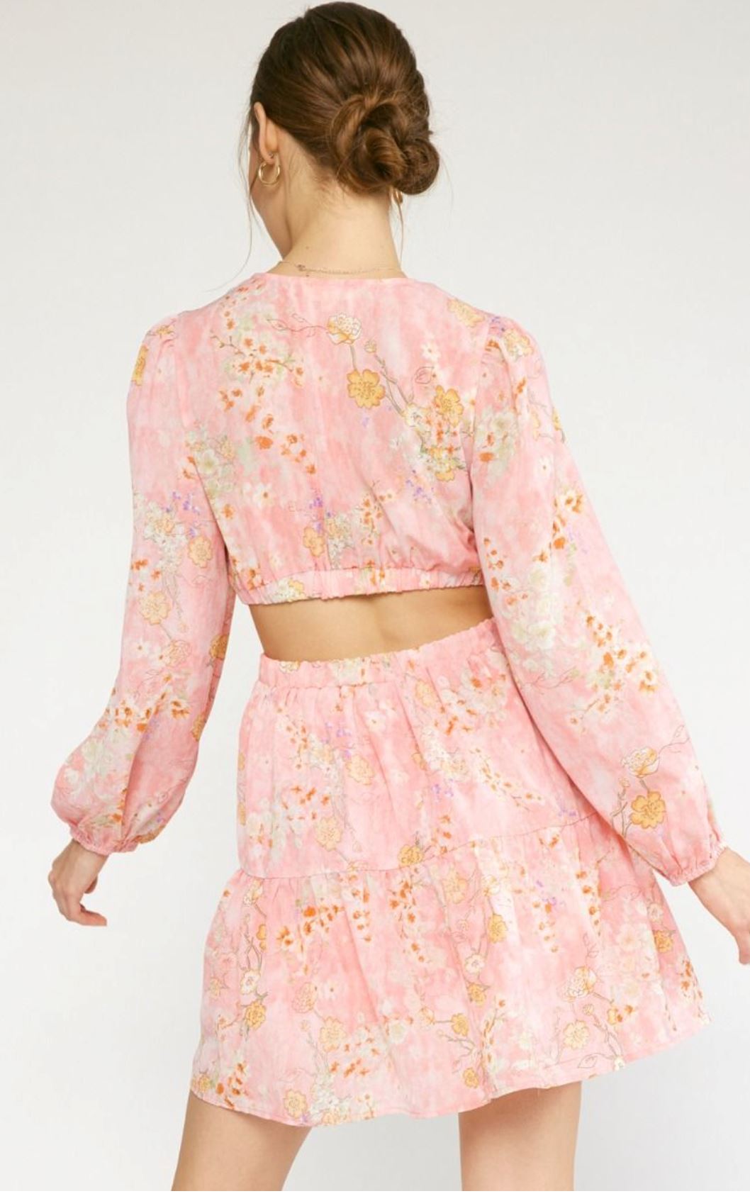 Side Cut out Floral Dress entro 