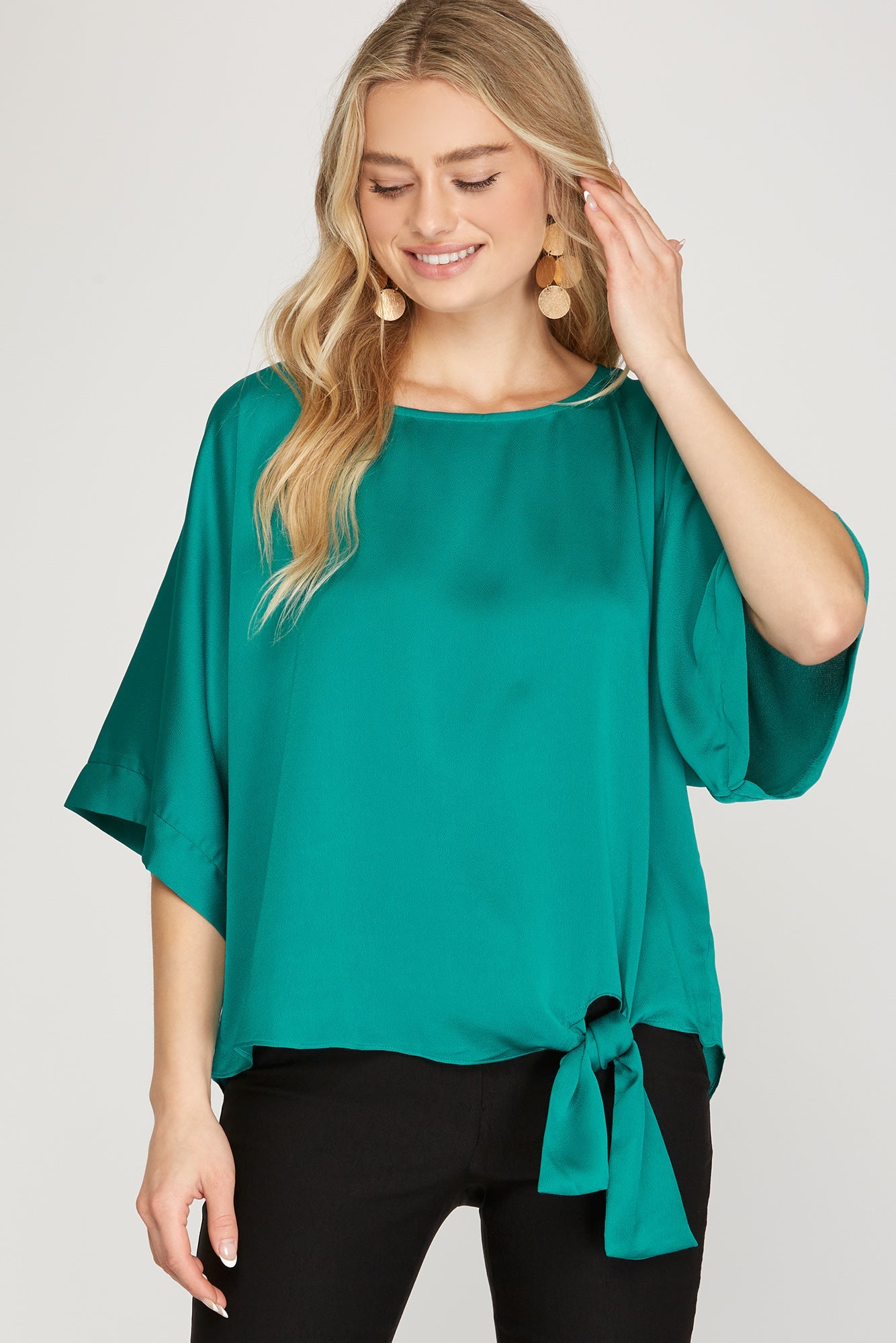 Silky Kimono Top with Tie Detail she + sky 