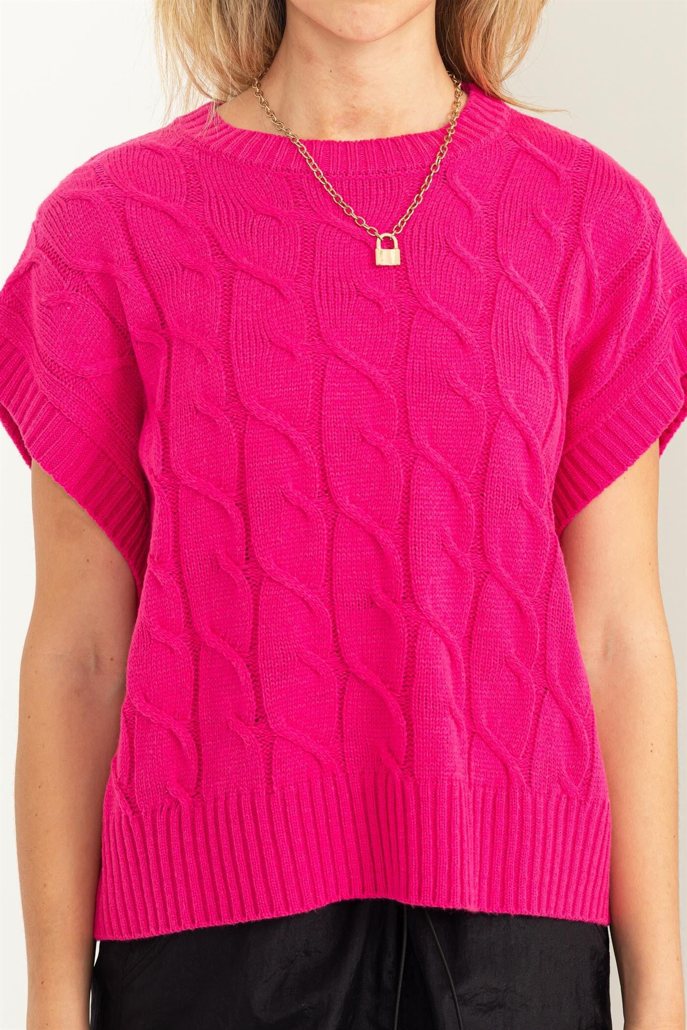 Sleeveless Oversize Cable Knit Sweater hyfyve 