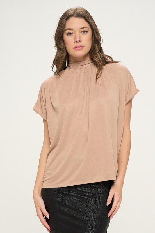 Soft Mock Neck Bow Back Top SNAP-Something New And Pretty 