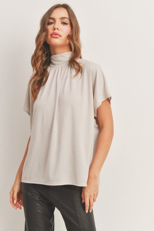 Soft Mock Neck Bow Back Top SNAP-Something New And Pretty 