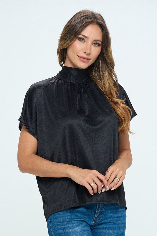 Soft Mock Neck Bow Back Top SNAP-Something New And Pretty 