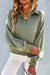 Solid Collared V-Neck Long Sleeve Top supreme fashion 