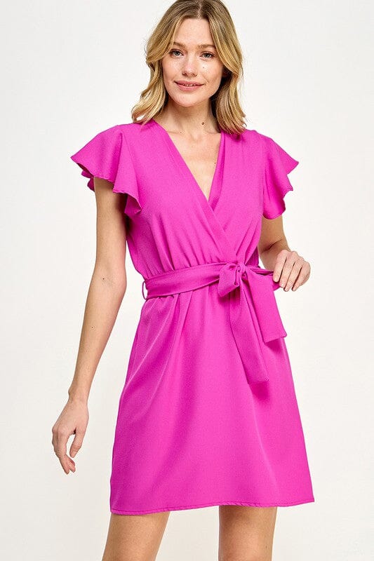 Solid Faux Wrap Dress 2 hearts 