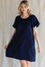 Solid Short Puffed Sleeves Dress with Pockets Jodifl 