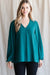 Solid V-Neck Bubble Sleeve Top Jodifl 