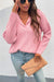 Solid V-Neck Long Sleeve Knit Cardigans Kentce 