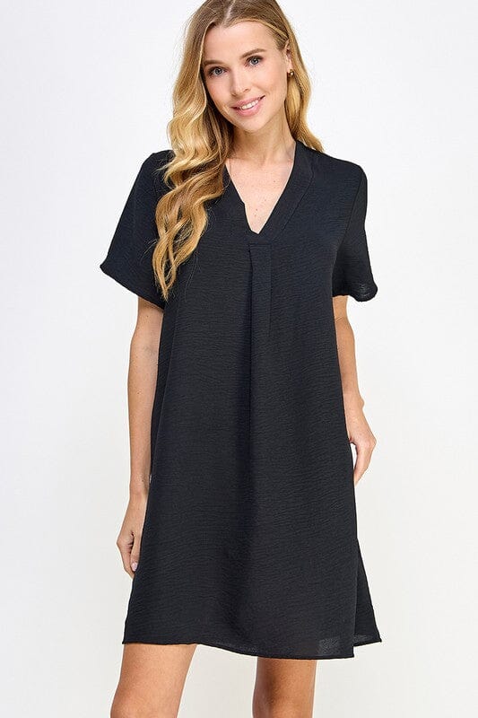Solid V-Neck Loose Fit Dress 2 hearts 
