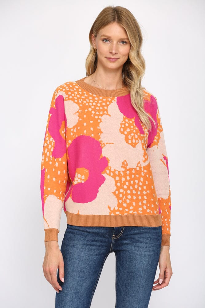 Spotted Floral Pink/Orange Sweater Youmi 