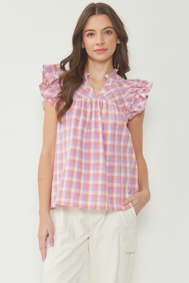 Spring Gingham Flutter Sleeve entro 