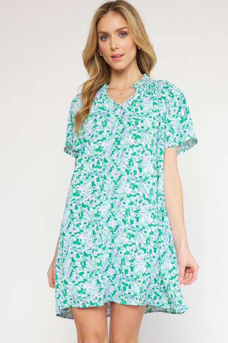 Square Abstract Printed Shift Dress entro 