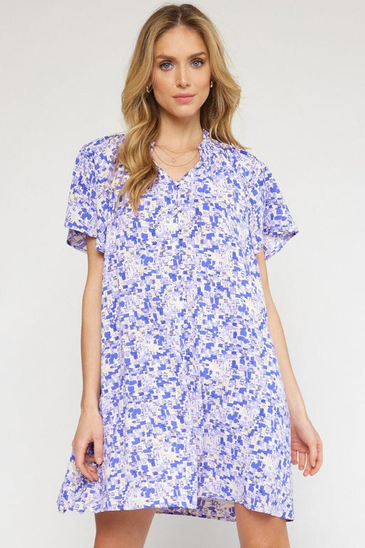 Square Abstract Printed Shift Dress entro 
