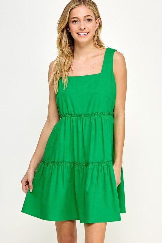 Square Neck Linen Dress 2 hearts 