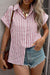 SS Buttoned Striped Print Blouse Shewin 