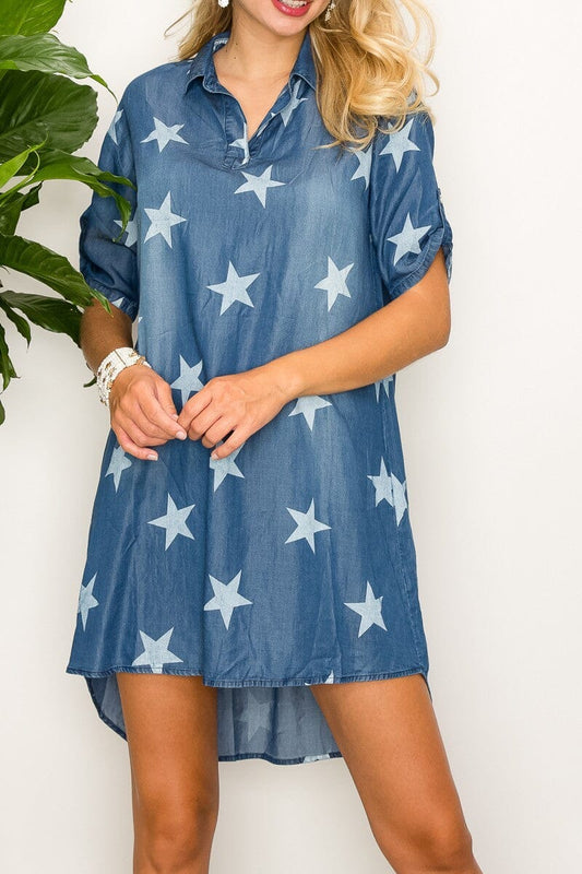 Star Denim Dress cezele 