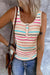 Stripe Button U Neck Tank Top Kentce 