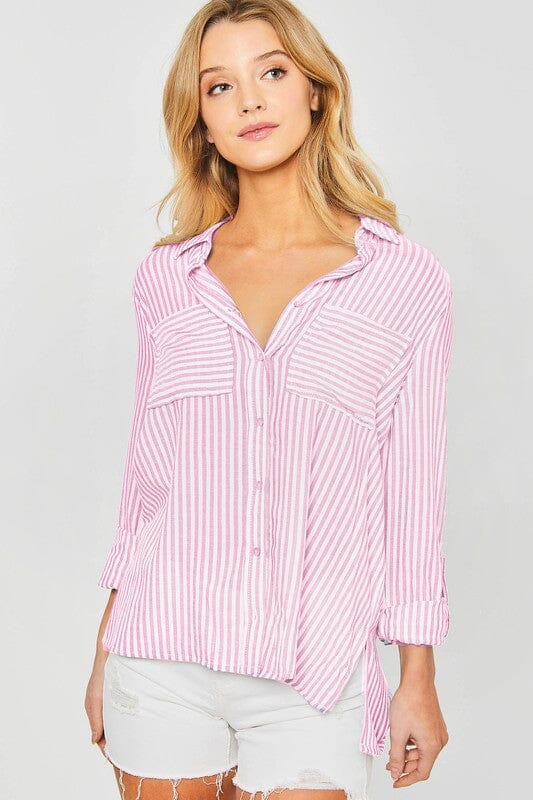 Striped Button Down love tree 