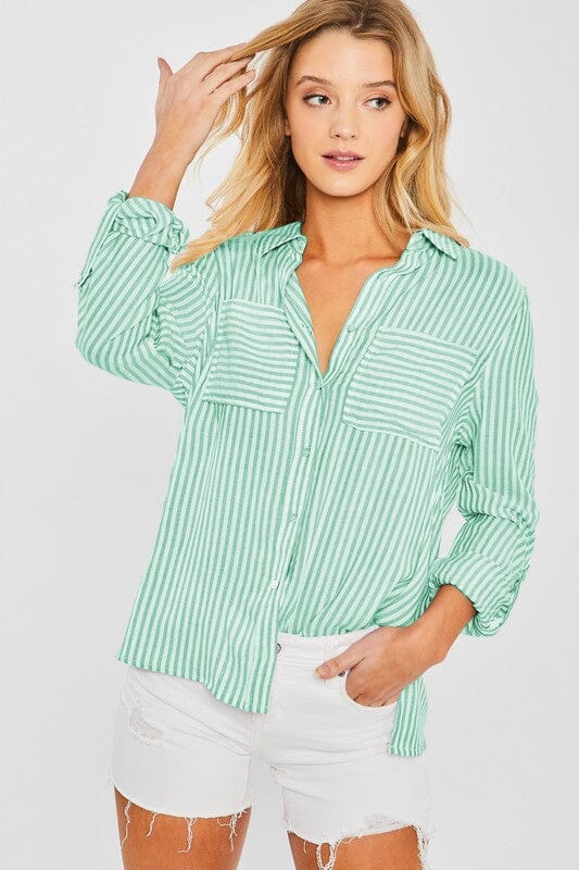 Striped Button Down love tree 