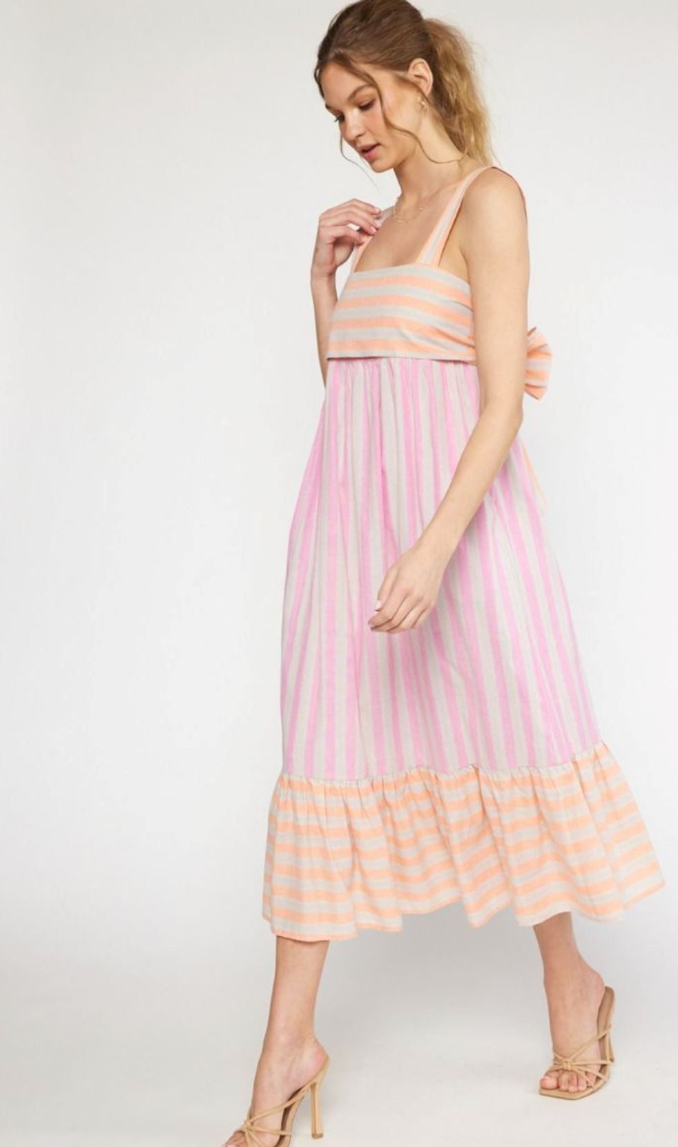 Striped Colorblock Tiered Dress BOW entro 