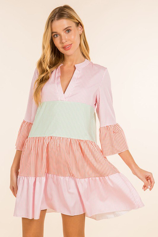 Striped Colorblock Tunic Dress