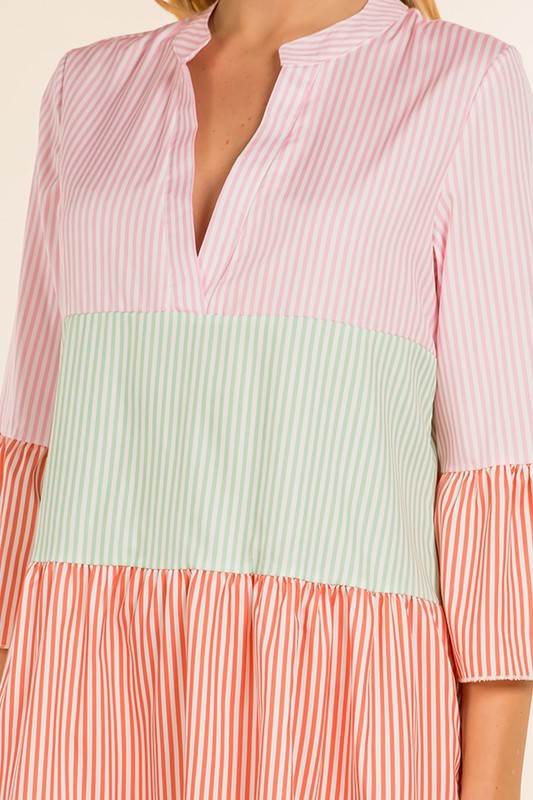 Striped Colorblock Tunic Dress Sundayup 