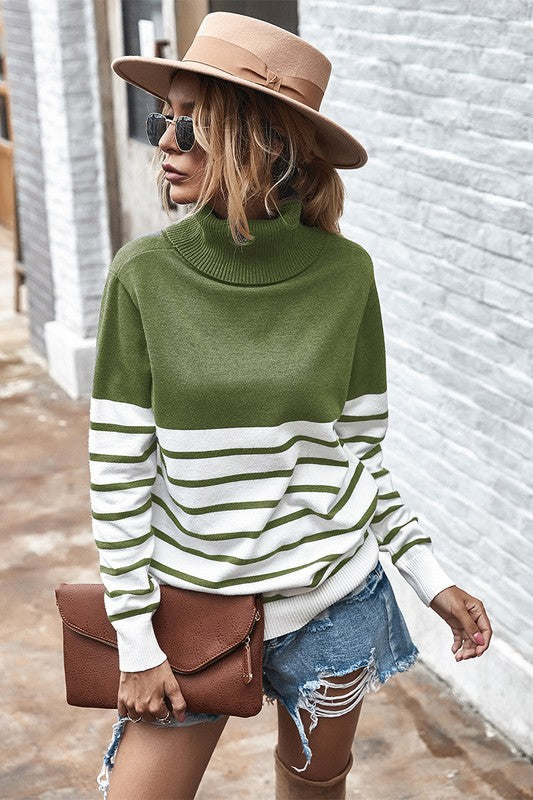 Striped Colorblock Turtleneckk supreme fashion 