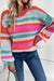 Striped Knit Drop Shoulder Puff Sleeve Sweater Shewin 