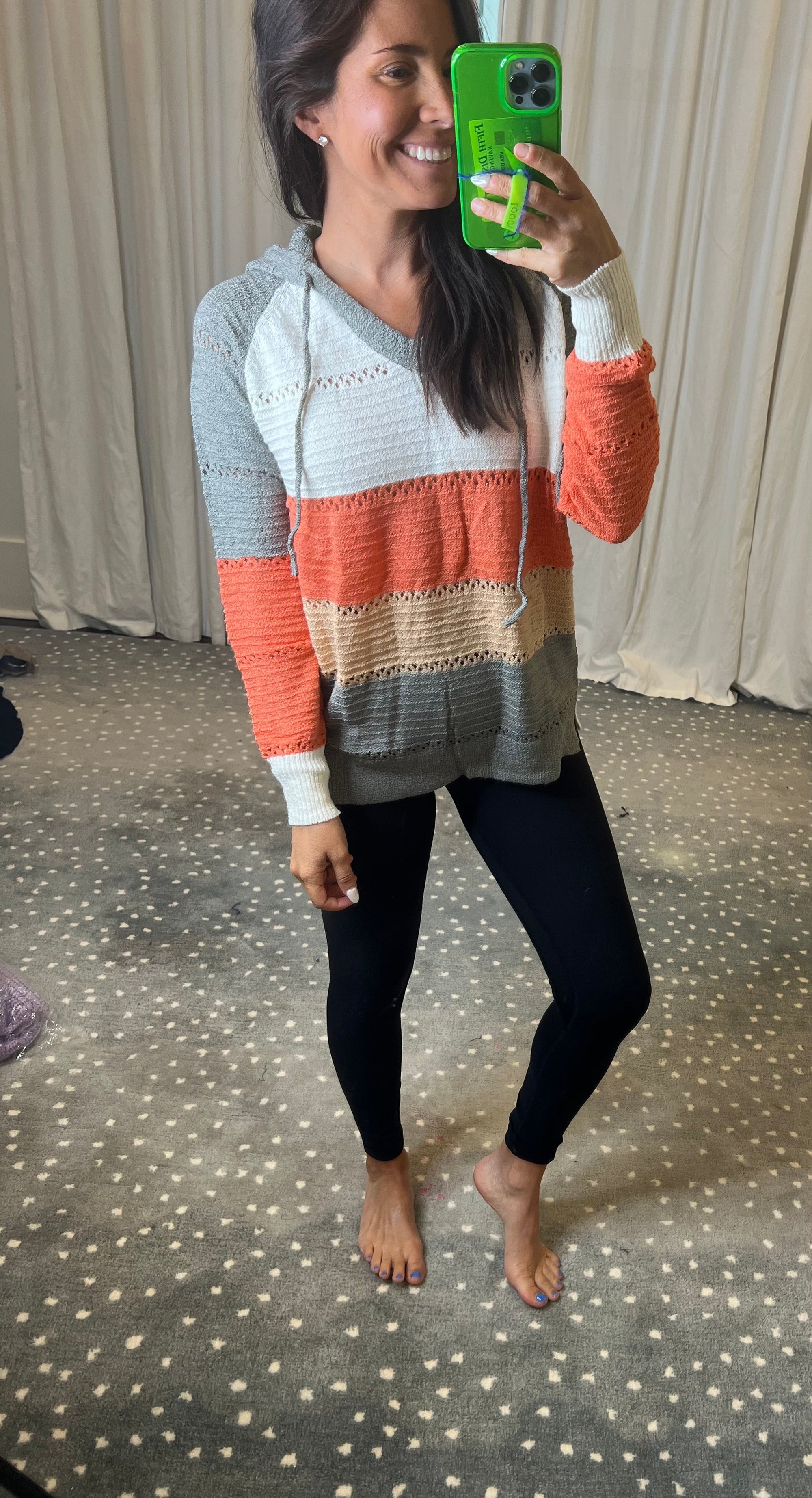 Striped Knit Hoodie Sweater SNAP-Something New And Pretty 