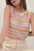 Striped Print Hollow-out Knit Sleeveless Top shown 