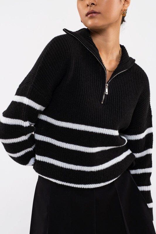 Striped Quarter Zip Sweater Blu Pepper 