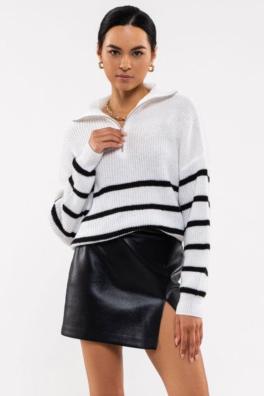 Striped Quarter Zip Sweater Blu Pepper 