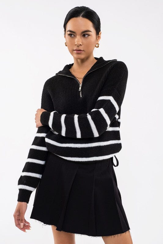 Striped Quarter Zip Sweater Blu Pepper 