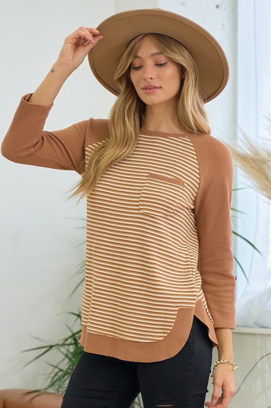 Striped Raglan Colorblock Top Doe & Rae 