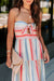 Striped Tie Strapless Tiered Maxi Dress Shiying 