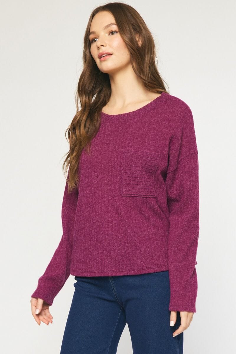 Super Soft Wide Rib Pocket Sweater entro 