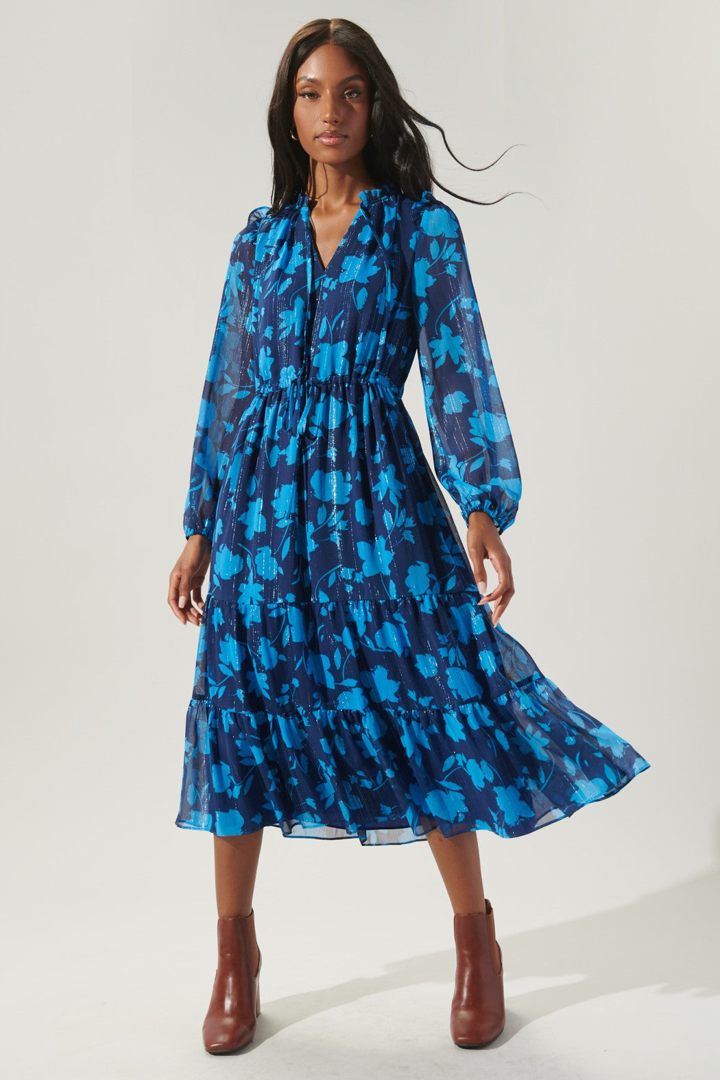 Sweetwater Floral Tiered Midi Dress Sugarlips 