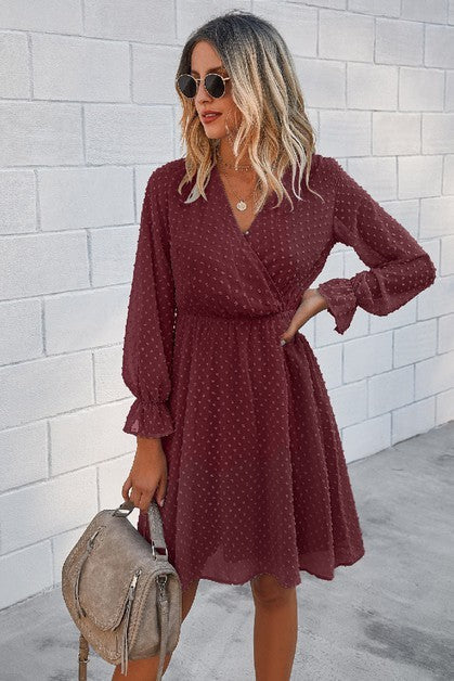 Swiss Dot V Neck Dress supreme fashion 