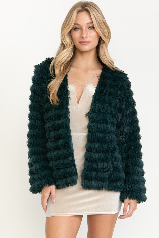 Teal Green Fringe Cardigan Cloud Ten 