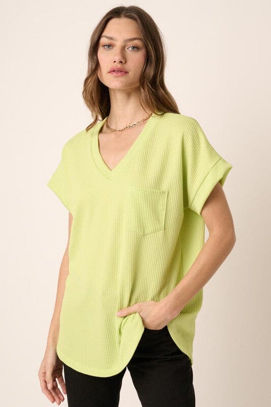 Textured Pocket V-Neck Mittoshop 