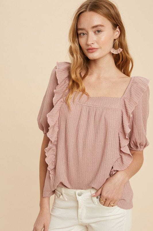 Textured Square Neck Top In Loom 