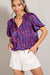 Tie Front Purple Abstract Top Eesome 