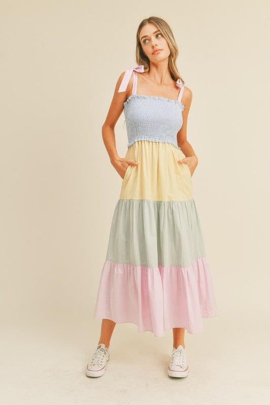 Tie Shoulder Pastel Colorblock Midi &merci 