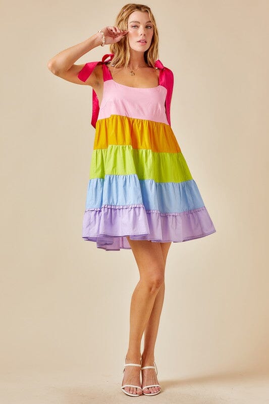 Tie Strap Ruffle Rainbow Dress day + moon 