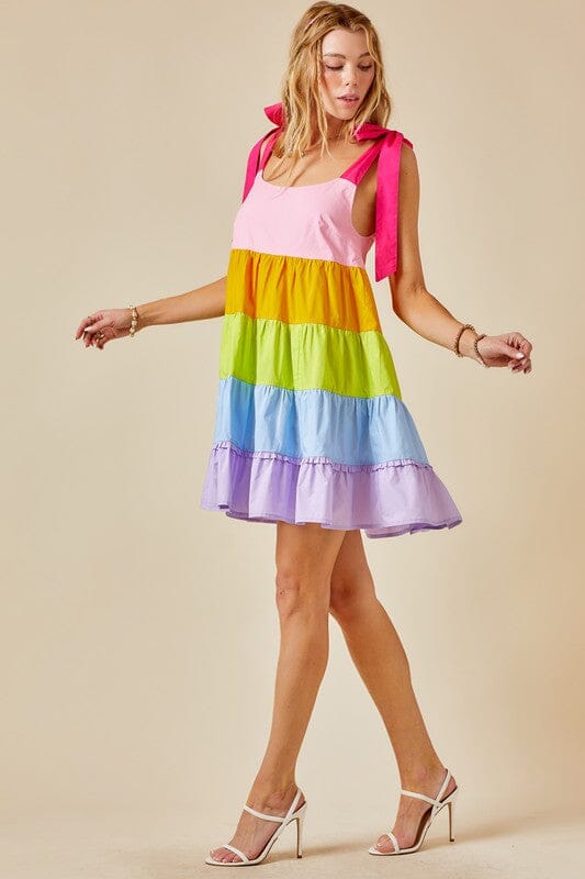 Tie Strap Ruffle Rainbow Dress day + moon 
